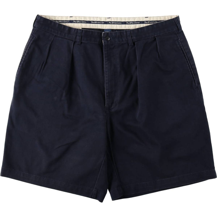 Ralph Lauren POLO RALPH LAUREN Two-Pleat Chino Shorts, Men's Size W37 (approx.) cotton navy blue type Vintage Second Hand