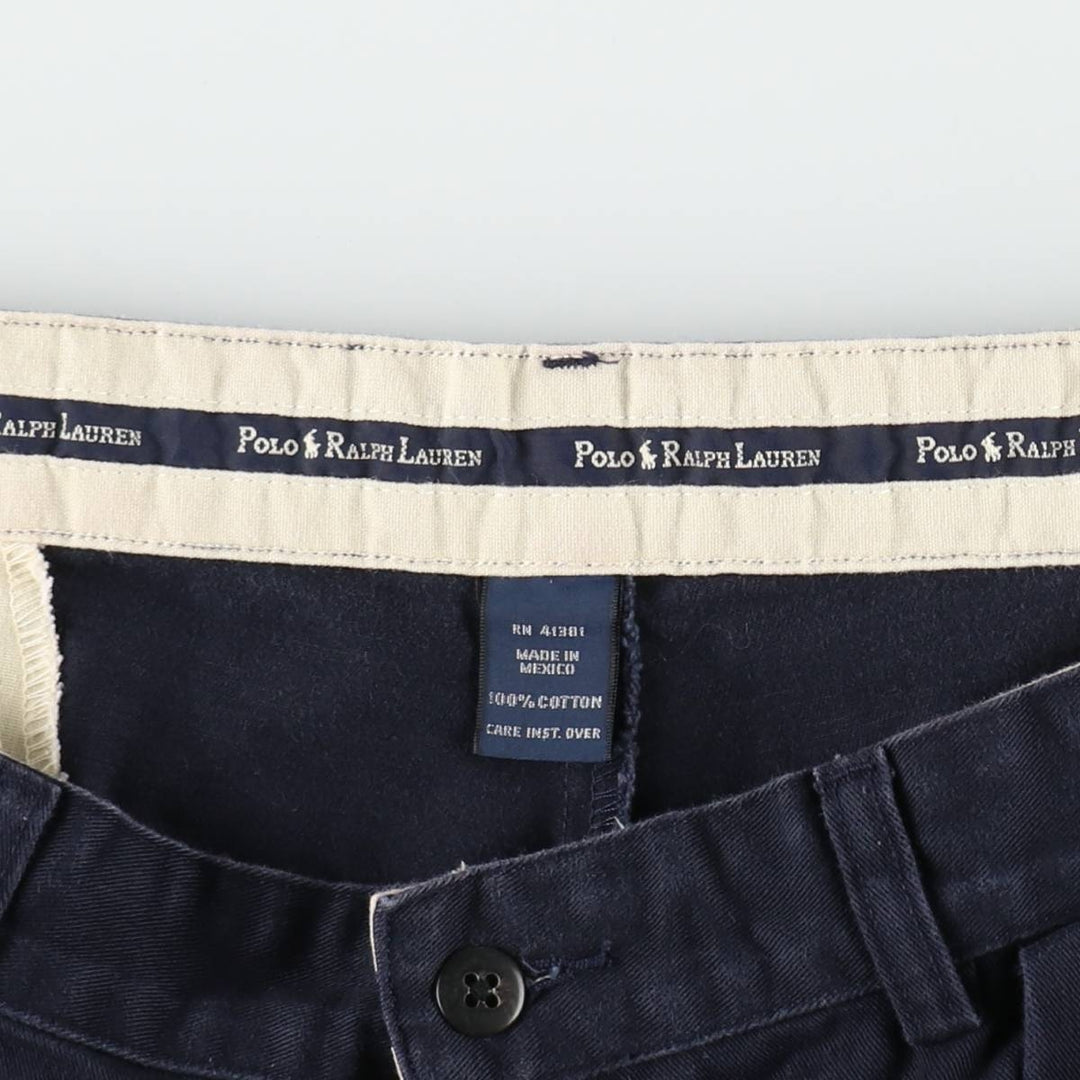 Ralph Lauren POLO RALPH LAUREN Two-Pleat Chino Shorts, Men's Size W37 (approx.) cotton navy blue type Vintage Second Hand