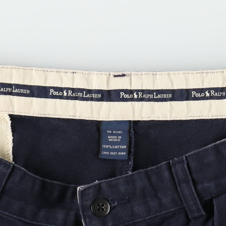 Ralph Lauren POLO RALPH LAUREN Two-Pleat Chino Shorts, Men's Size W37 (approx.) cotton navy blue type Vintage Second Hand