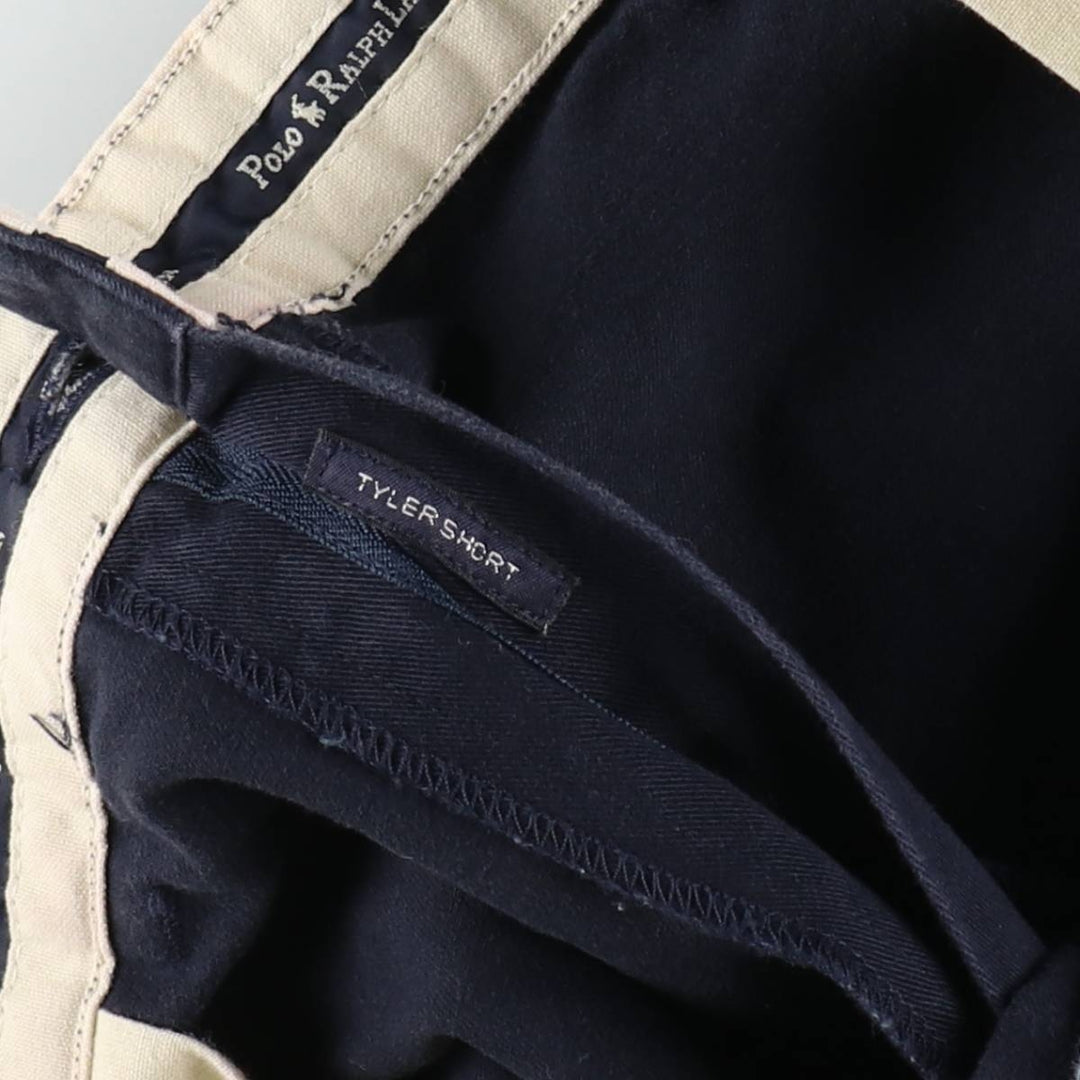 Ralph Lauren POLO RALPH LAUREN Two-Pleat Chino Shorts, Men's Size W37 (approx.) cotton navy blue type Vintage Second Hand