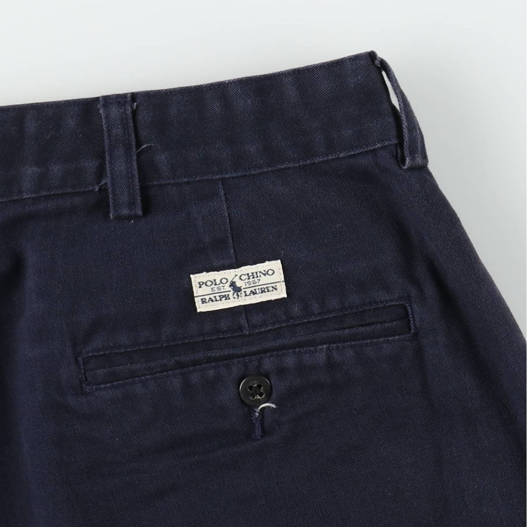 Ralph Lauren POLO RALPH LAUREN Two-Pleat Chino Shorts, Men's Size W37 (approx.) cotton navy blue type Vintage Second Hand