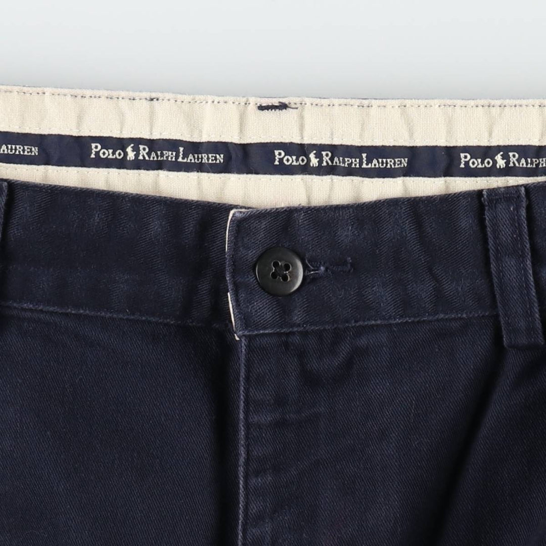 Ralph Lauren POLO RALPH LAUREN Two-Pleat Chino Shorts, Men's Size W37 (approx.) cotton navy blue type Vintage Second Hand