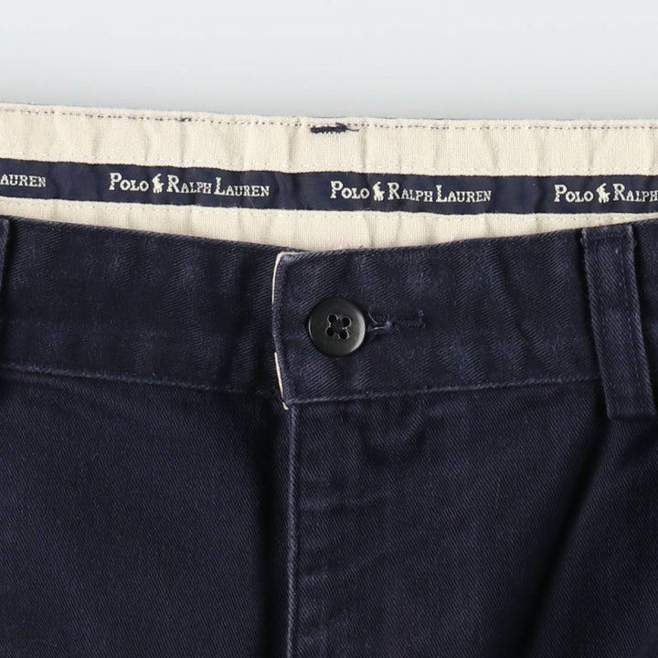 Ralph Lauren POLO RALPH LAUREN Two-Pleat Chino Shorts, Men's Size W37 (approx.) cotton navy blue type Vintage Second Hand