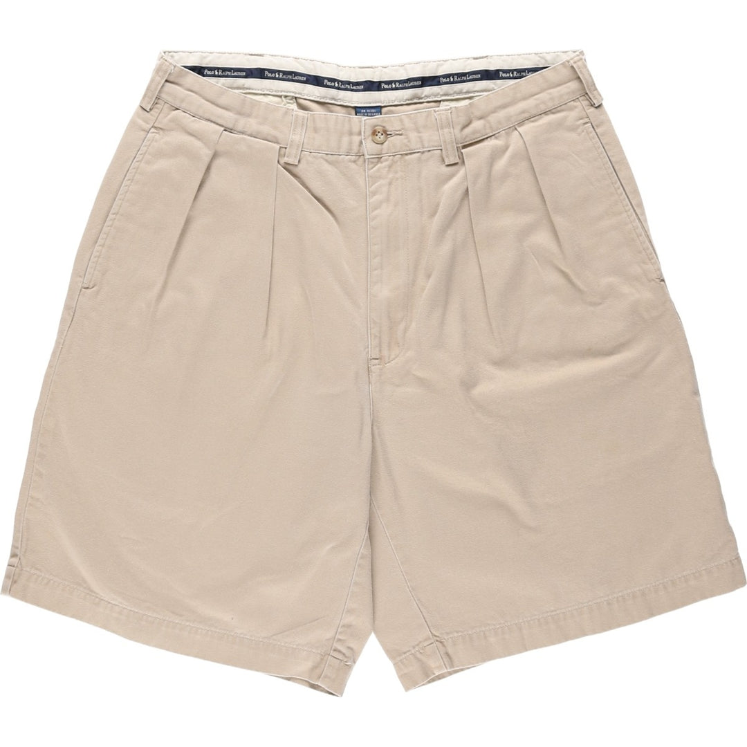 Ralph Lauren Polo Ralph Lauren Two-pleat Chino Shorts, Men's, Size W33 cotton Beige type Vintage Second Hand