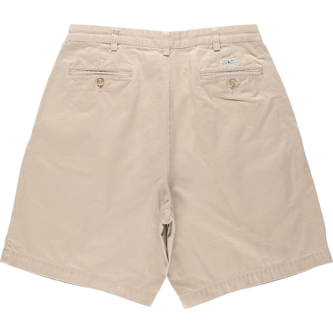 Ralph Lauren Polo Ralph Lauren Two-pleat Chino Shorts, Men's, Size W33 cotton Beige type Vintage Second Hand