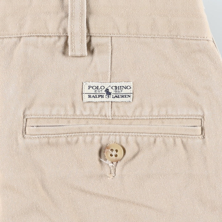 Ralph Lauren Polo Ralph Lauren Two-pleat Chino Shorts, Men's, Size W33 cotton Beige type Vintage Second Hand