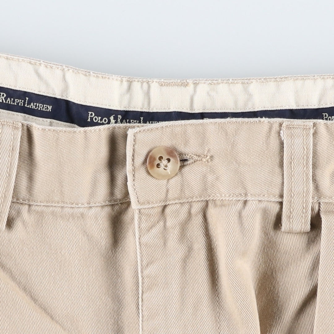 Ralph Lauren Polo Ralph Lauren Two-pleat Chino Shorts, Men's, Size W33 cotton Beige type Vintage Second Hand