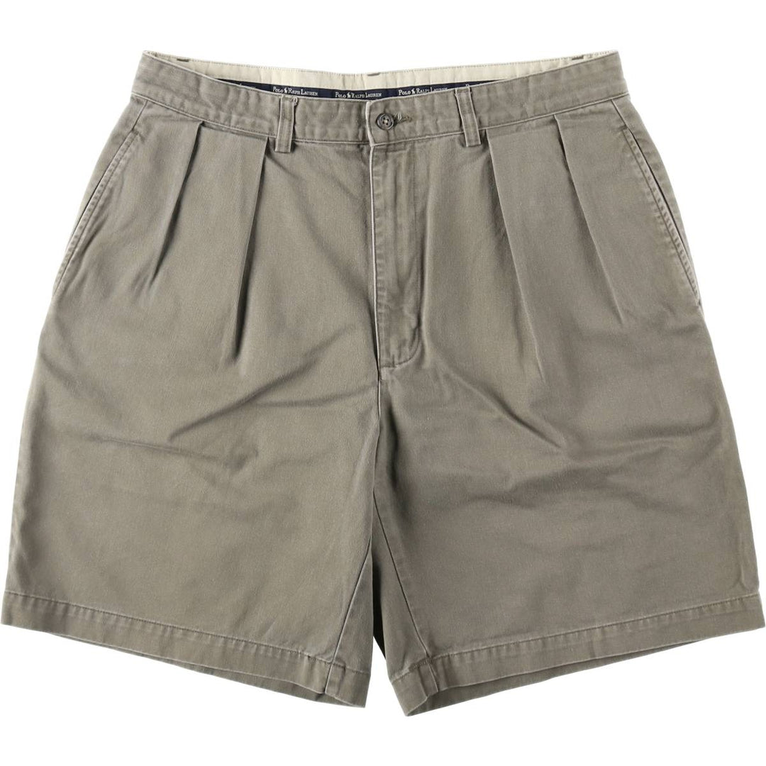 Ralph Lauren POLO RALPH LAUREN TYLER SHORT Two-Pleat Chino Shorts, Men's Size W34 (approx.) cotton gray type Vintage Second Hand