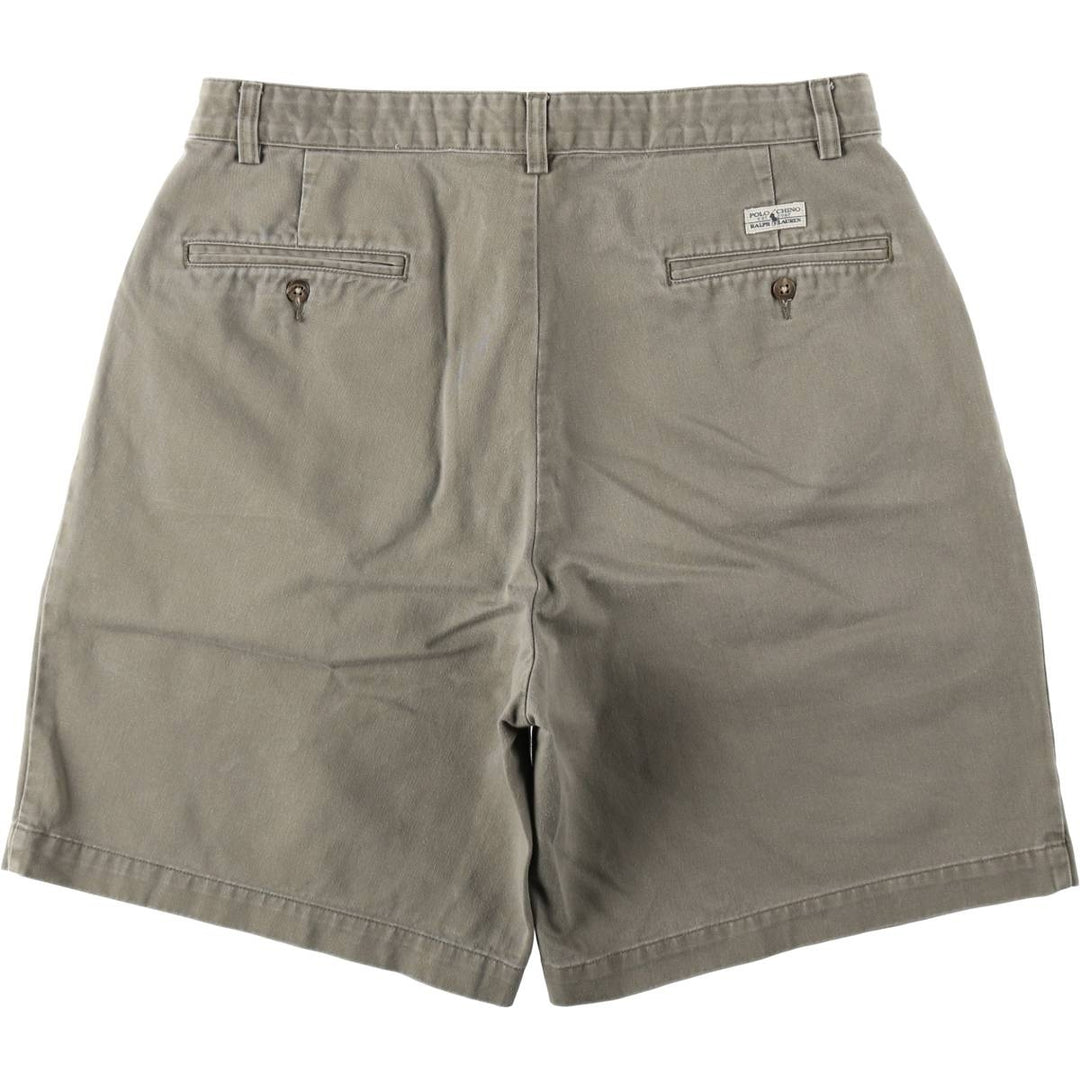 Ralph Lauren POLO RALPH LAUREN TYLER SHORT Two-Pleat Chino Shorts, Men's Size W34 (approx.) cotton gray type Vintage Second Hand