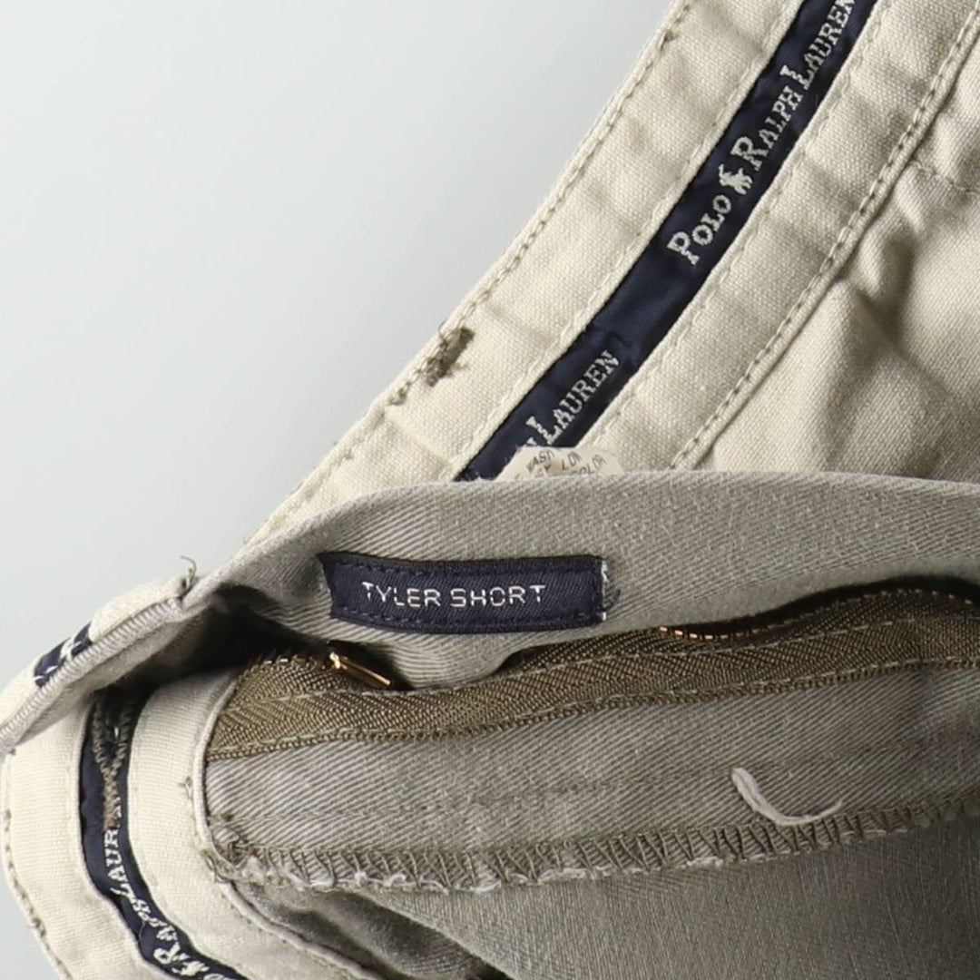 Ralph Lauren POLO RALPH LAUREN TYLER SHORT Two-Pleat Chino Shorts, Men's Size W34 (approx.) cotton gray type Vintage Second Hand