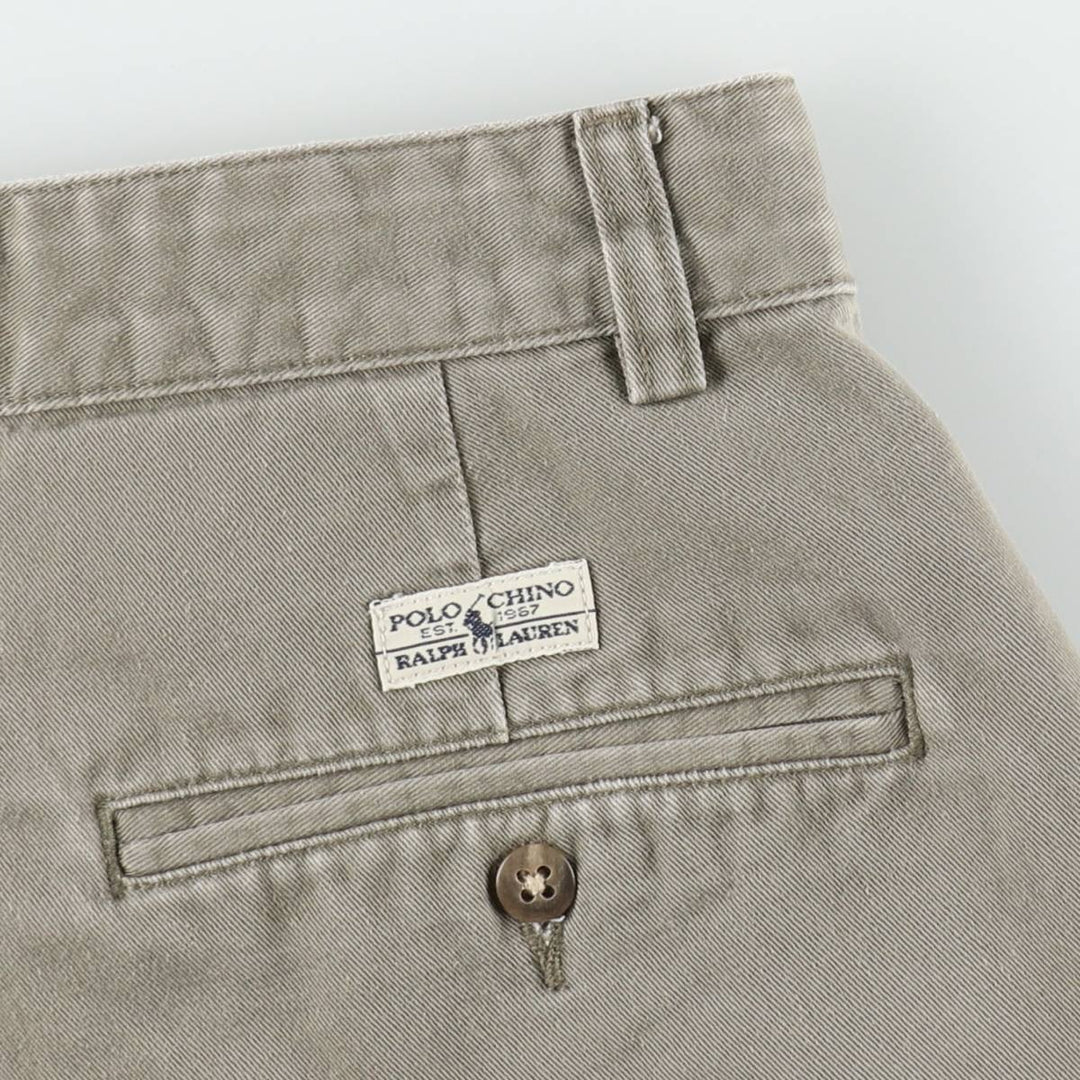Ralph Lauren POLO RALPH LAUREN TYLER SHORT Two-Pleat Chino Shorts, Men's Size W34 (approx.) cotton gray type Vintage Second Hand