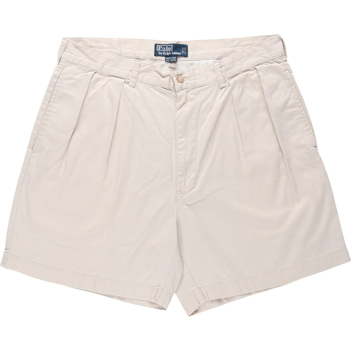 Ralph Lauren POLO by Ralph Lauren ANDREW SHORT Two-pleat chino shorts, short pants, men's size W35 cotton Beige type Vintage Second Hand