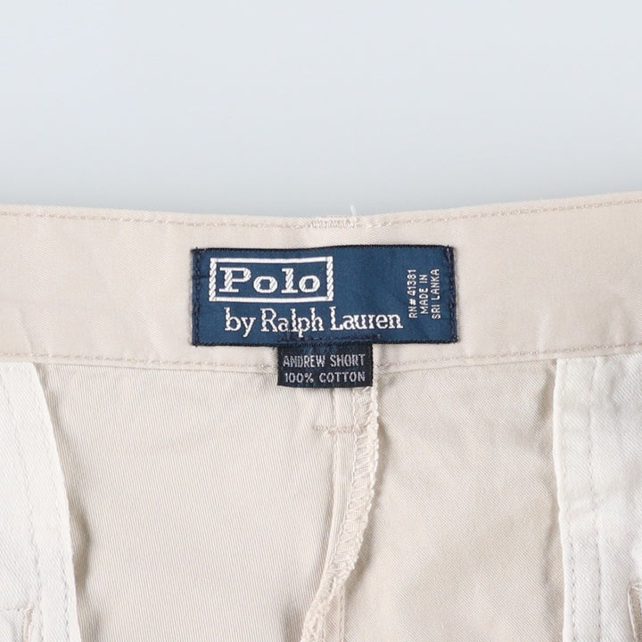 Ralph Lauren POLO by Ralph Lauren ANDREW SHORT Two-pleat chino shorts, short pants, men's size W35 cotton Beige type Vintage Second Hand