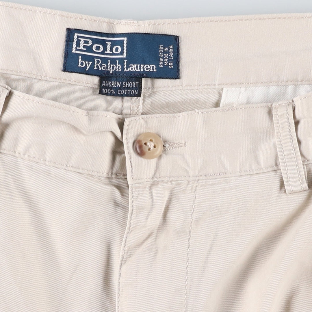 Ralph Lauren POLO by Ralph Lauren ANDREW SHORT Two-pleat chino shorts, short pants, men's size W35 cotton Beige type Vintage Second Hand