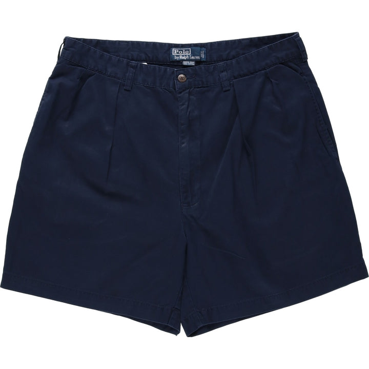 Ralph Lauren POLO by Ralph Lauren ANDREW SHORT Two-pleat chino shorts, short pants, men's size W35 cotton navy blue type Vintage Second Hand