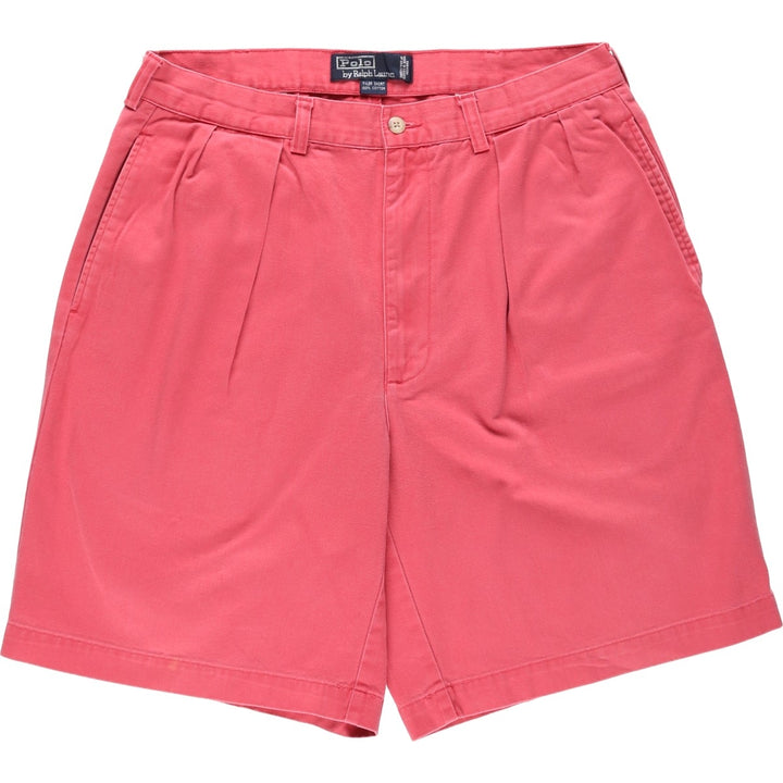 Ralph Lauren POLO by Ralph Lauren TYLER SHORT Two-pleat chino shorts, short pants, men's size W33 cotton pink type Vintage Second Hand