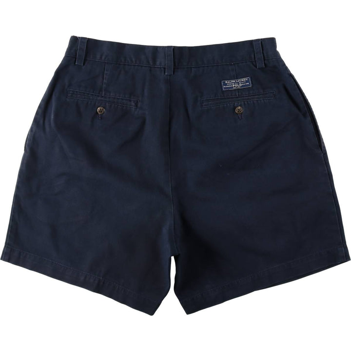 Ralph Lauren POLO by Ralph Lauren ANDREW SHORT Two-pleat chino shorts, short pants, men's size W32 cotton navy blue type Vintage Second Hand