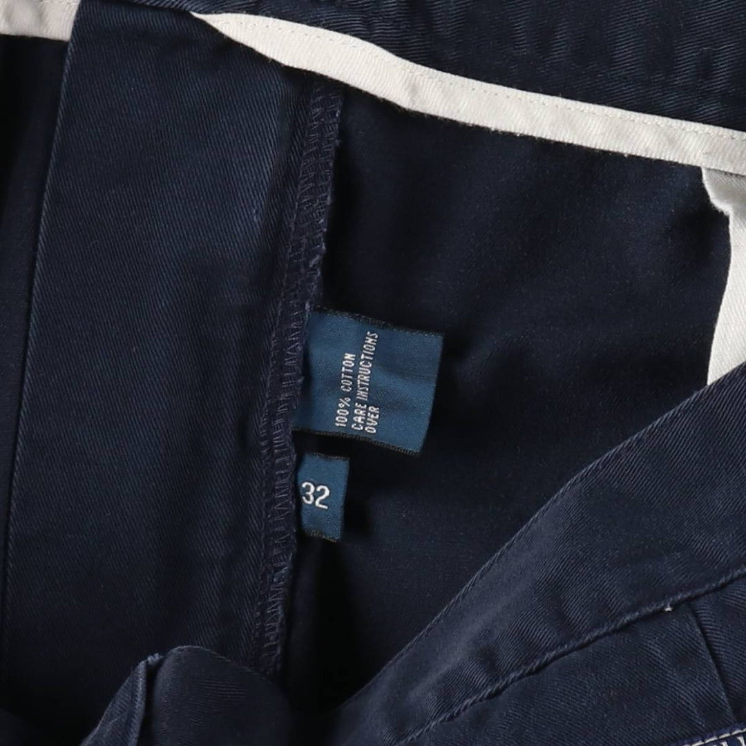 Ralph Lauren POLO by Ralph Lauren ANDREW SHORT Two-pleat chino shorts, short pants, men's size W32 cotton navy blue type Vintage Second Hand