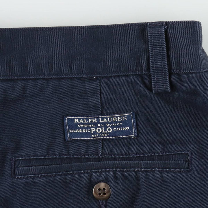 Ralph Lauren POLO by Ralph Lauren ANDREW SHORT Two-pleat chino shorts, short pants, men's size W32 cotton navy blue type Vintage Second Hand