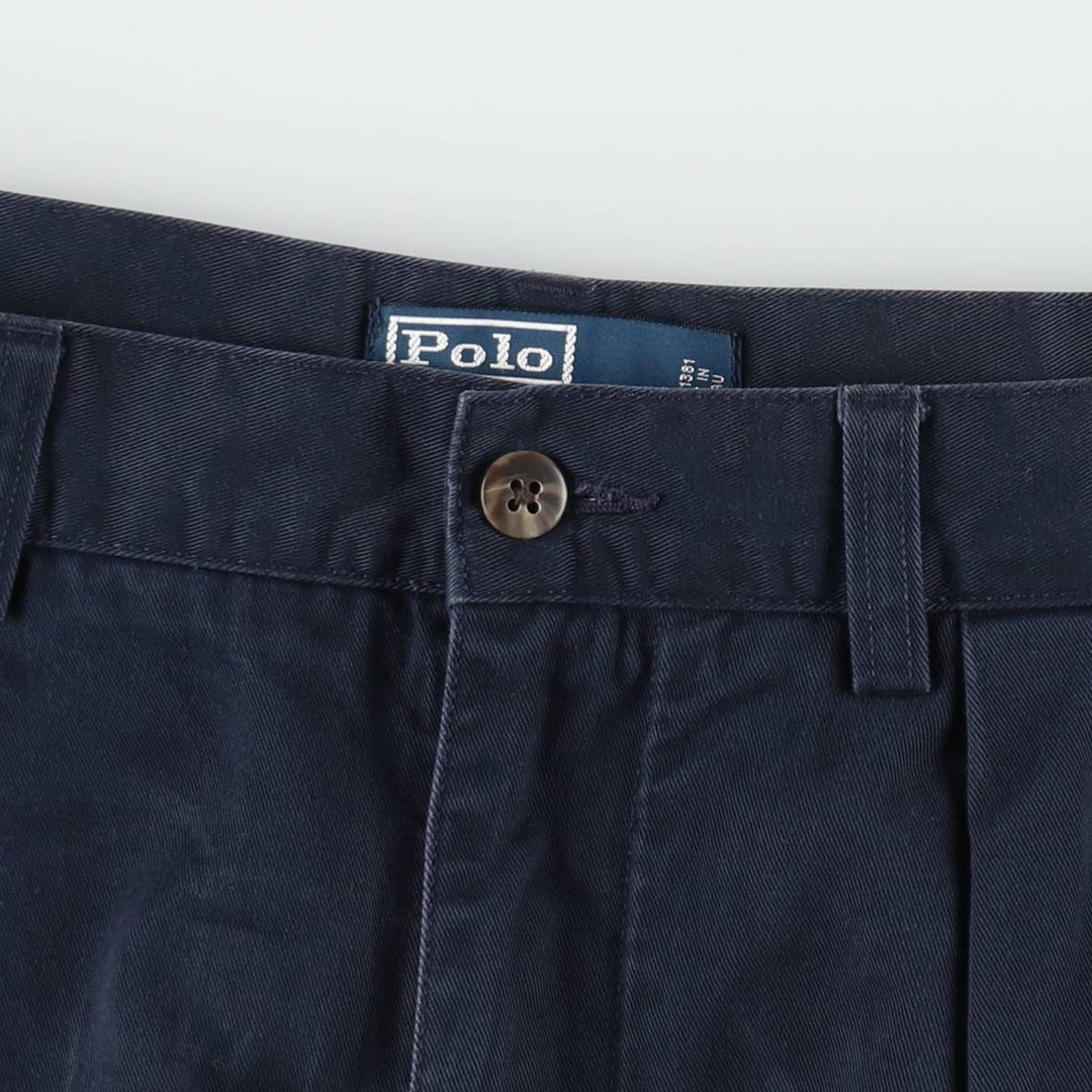 Ralph Lauren POLO by Ralph Lauren ANDREW SHORT Two-pleat chino shorts, short pants, men's size W32 cotton navy blue type Vintage Second Hand