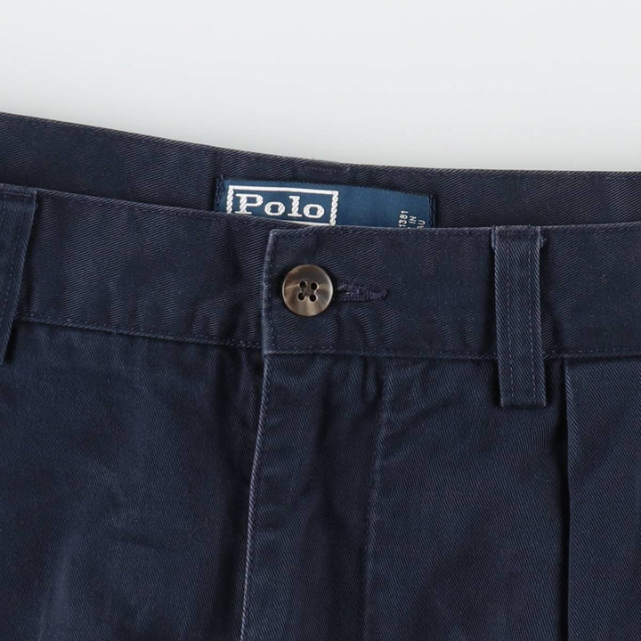 Ralph Lauren POLO by Ralph Lauren ANDREW SHORT Two-pleat chino shorts, short pants, men's size W32 cotton navy blue type Vintage Second Hand