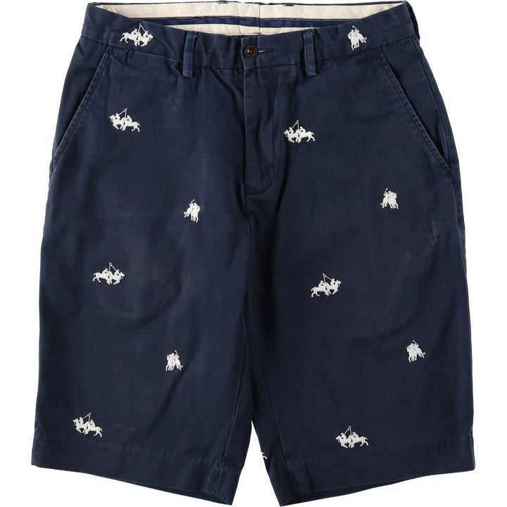 Ralph Lauren POLO by Ralph Lauren all-over print chino shorts, men's size W30 (approx.) cotton navy blue type Vintage Second Hand
