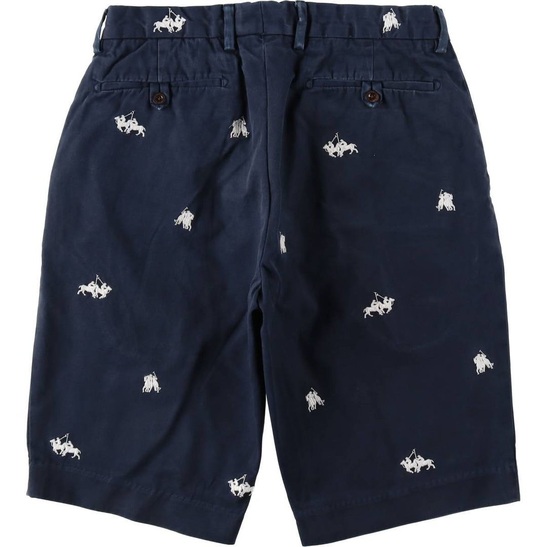 Ralph Lauren POLO by Ralph Lauren all-over print chino shorts, men's size W30 (approx.) cotton navy blue type Vintage Second Hand