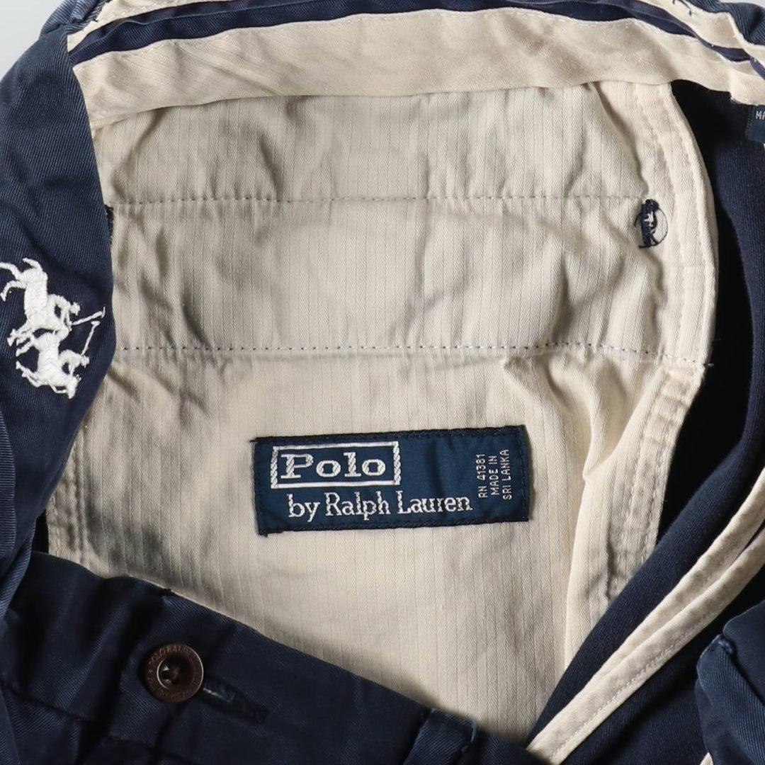 Ralph Lauren POLO by Ralph Lauren all-over print chino shorts, men's size W30 (approx.) cotton navy blue type Vintage Second Hand
