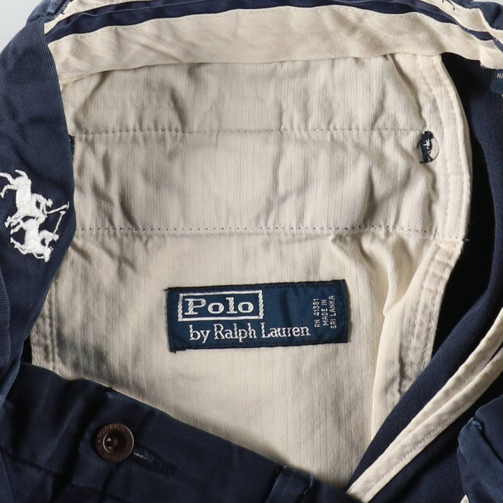 Ralph Lauren POLO by Ralph Lauren all-over print chino shorts, men's size W30 (approx.) cotton navy blue type Vintage Second Hand