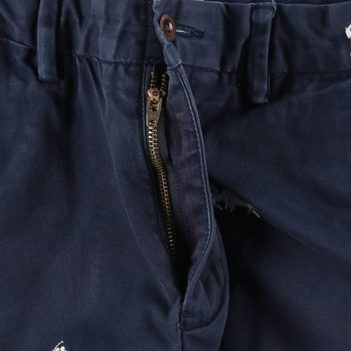 Ralph Lauren POLO by Ralph Lauren all-over print chino shorts, men's size W30 (approx.) cotton navy blue type Vintage Second Hand