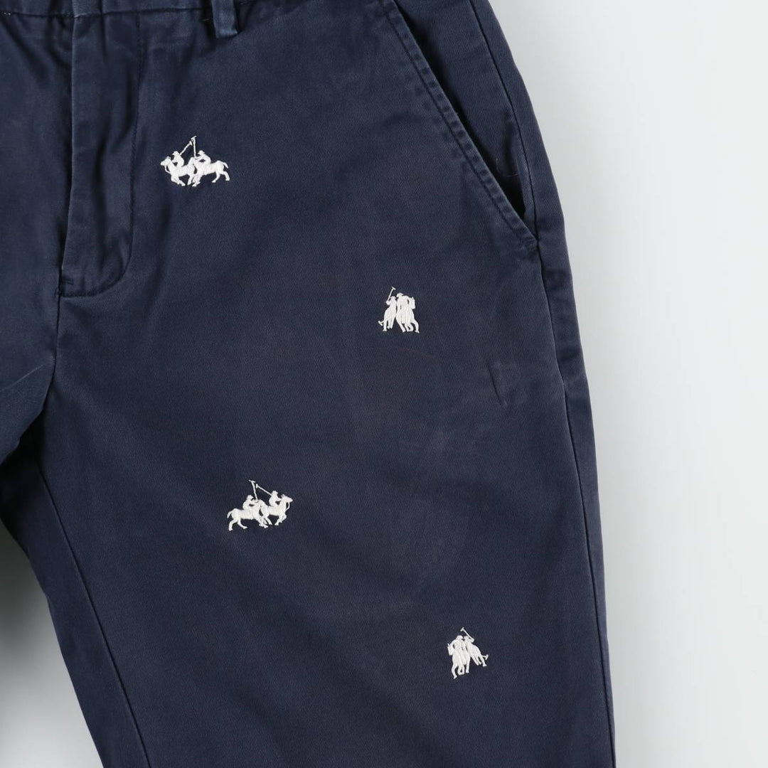 Ralph Lauren POLO by Ralph Lauren all-over print chino shorts, men's size W30 (approx.) cotton navy blue type Vintage Second Hand