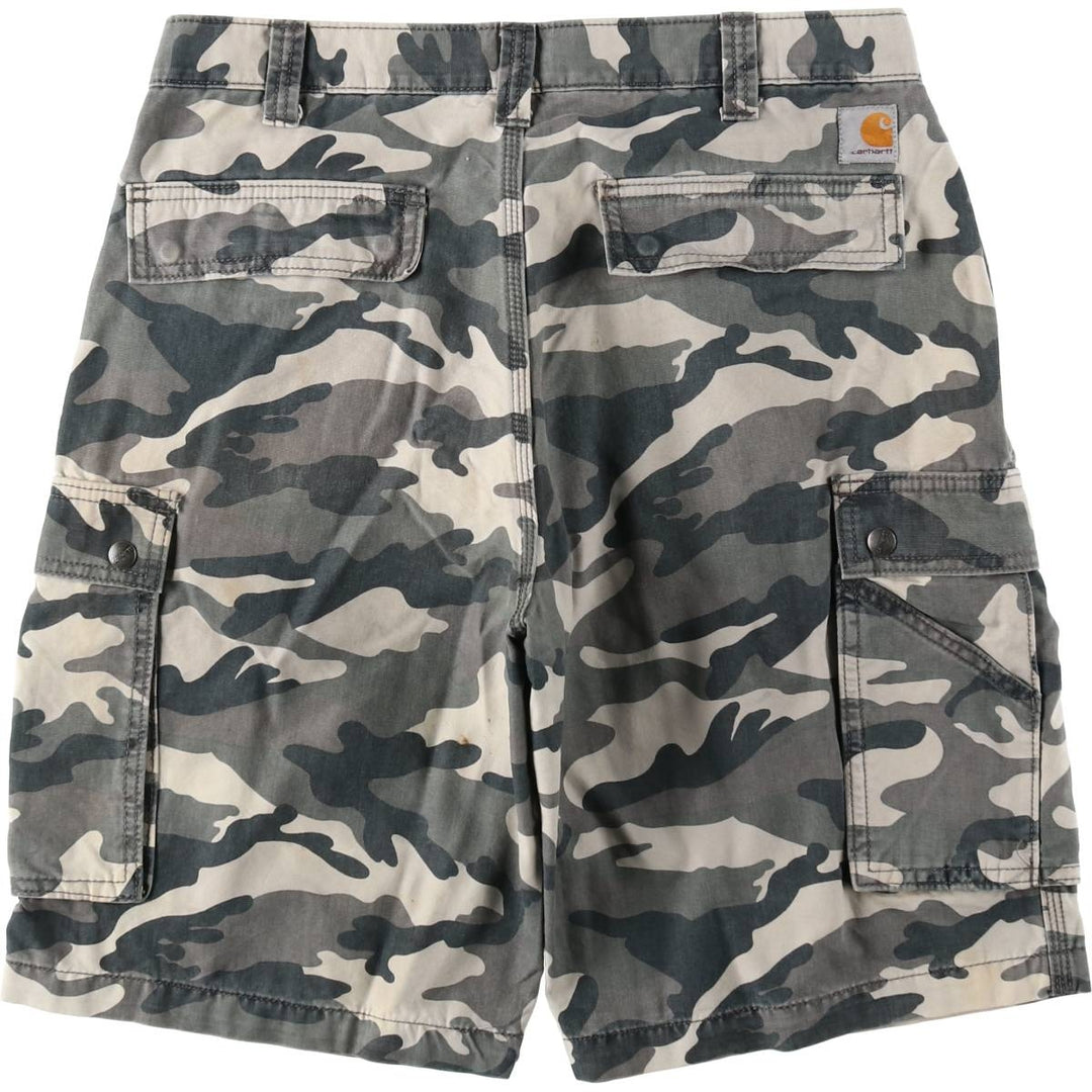 Carhartt Relaxed Fit Camouflage Pattern Cargo Shorts (Men's W33 equivalent) cotton gray type Vintage Second Hand