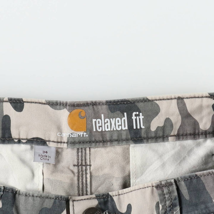 Carhartt Relaxed Fit Camouflage Pattern Cargo Shorts (Men's W33 equivalent) cotton gray type Vintage Second Hand