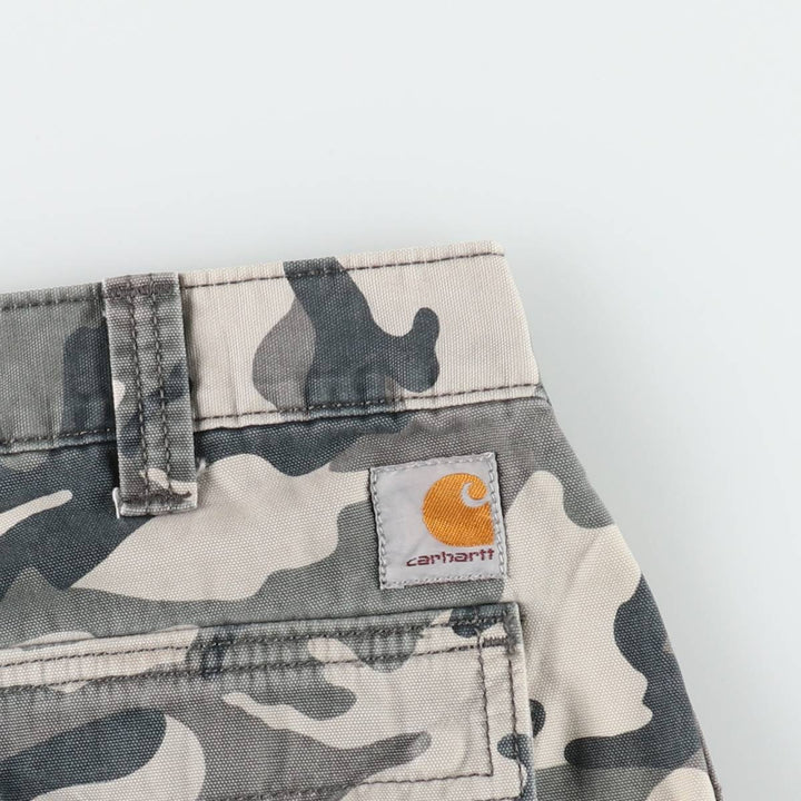 Carhartt Relaxed Fit Camouflage Pattern Cargo Shorts (Men's W33 equivalent) cotton gray type Vintage Second Hand