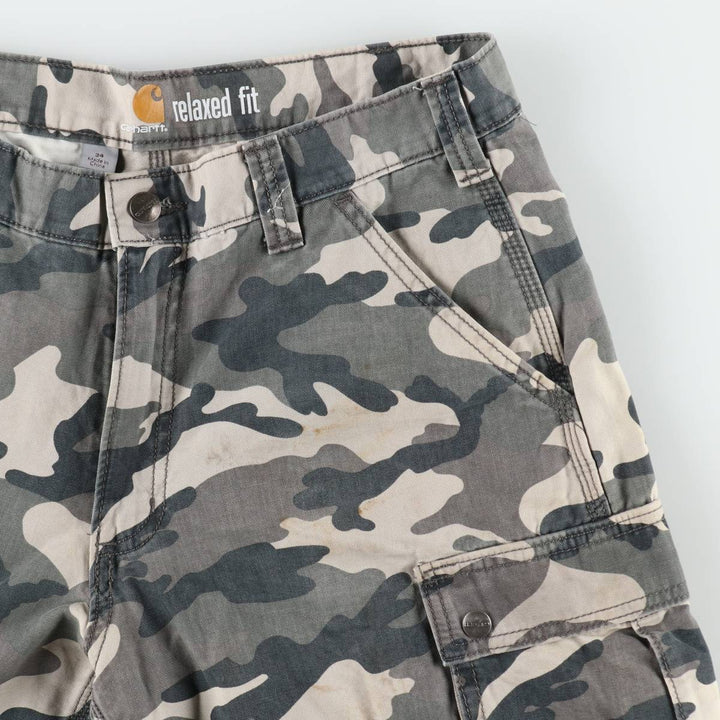 Carhartt Relaxed Fit Camouflage Pattern Cargo Shorts (Men's W33 equivalent) cotton gray type Vintage Second Hand