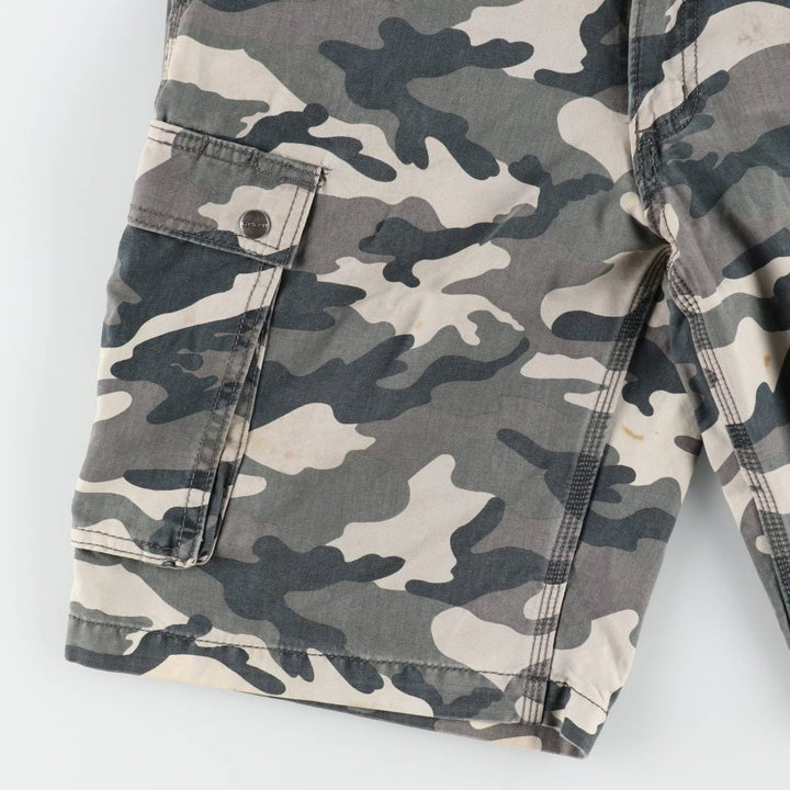 Carhartt Relaxed Fit Camouflage Pattern Cargo Shorts (Men's W33 equivalent) cotton gray type Vintage Second Hand