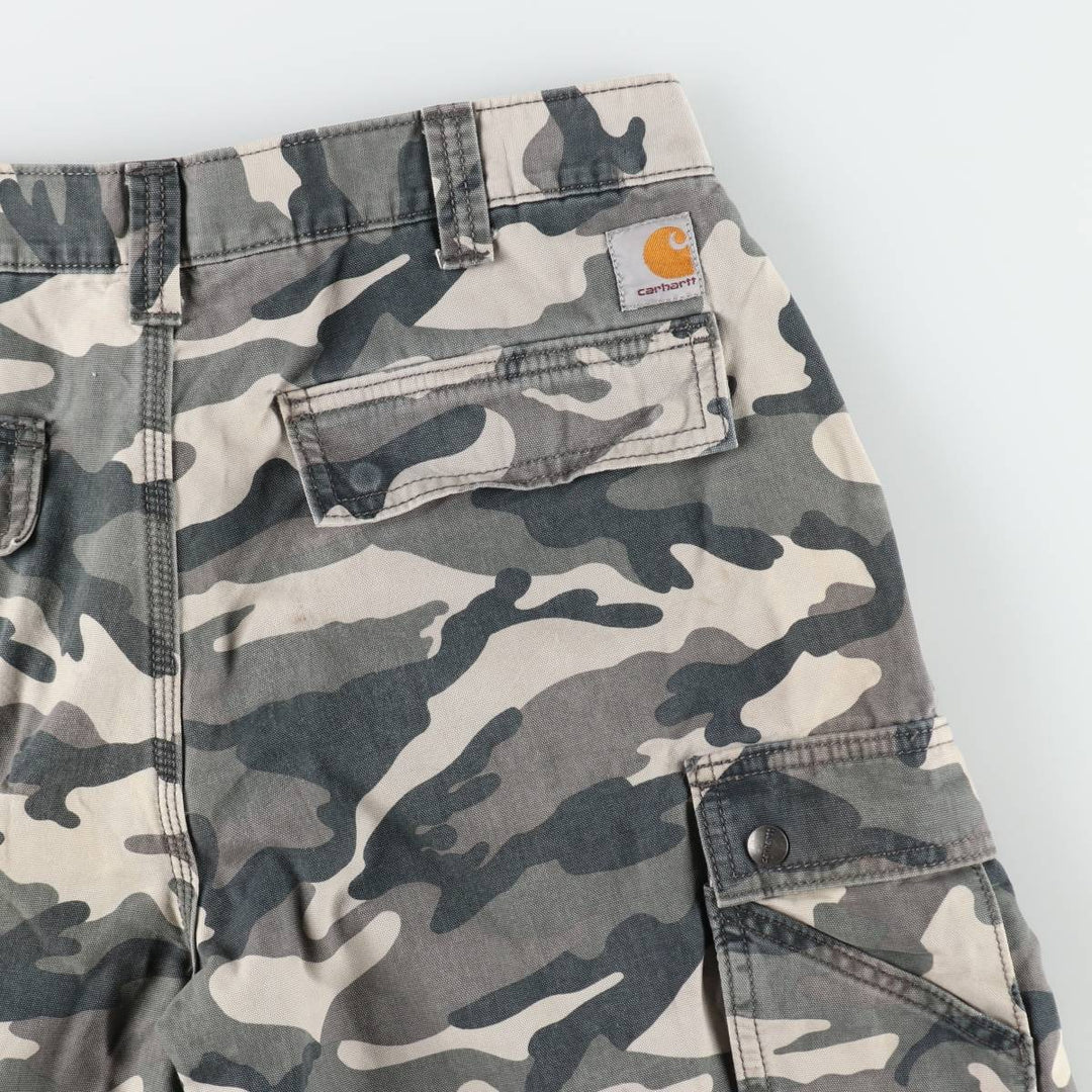 Carhartt Relaxed Fit Camouflage Pattern Cargo Shorts (Men's W33 equivalent) cotton gray type Vintage Second Hand