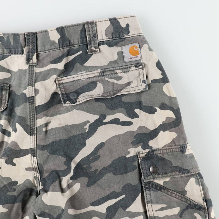 Carhartt Relaxed Fit Camouflage Pattern Cargo Shorts (Men's W33 equivalent) cotton gray type Vintage Second Hand