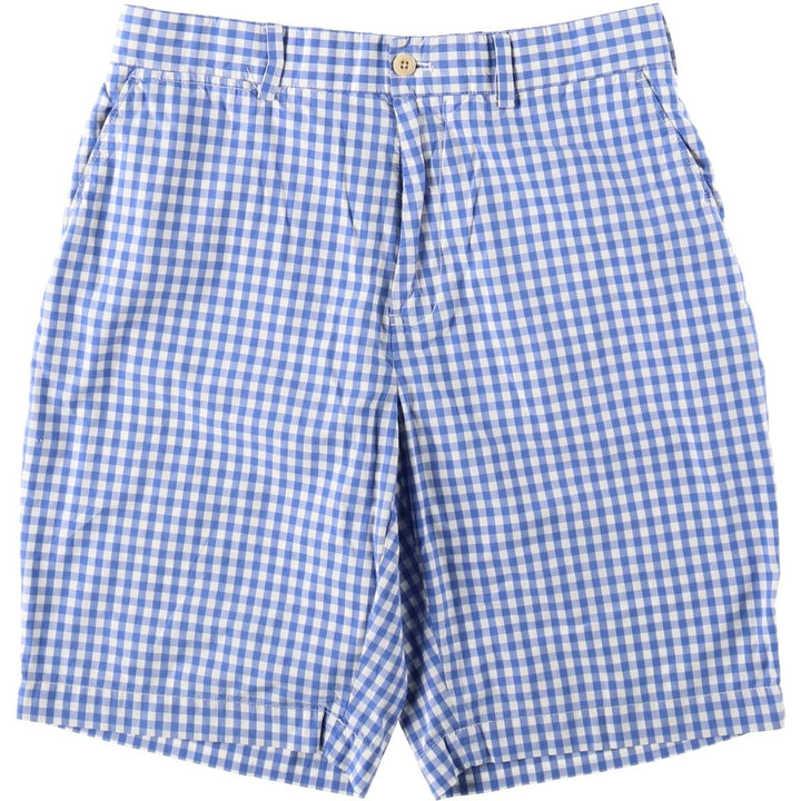 Ralph Lauren POLO GOLF gingham check cotton shorts, men's size W30 (approx.) cotton blue type Vintage Second Hand