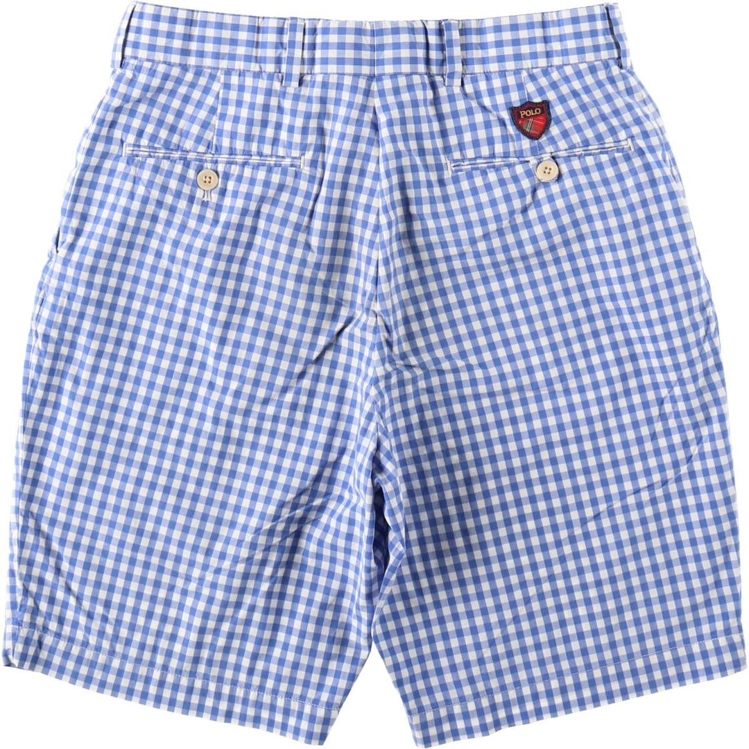 Ralph Lauren POLO GOLF gingham check cotton shorts, men's size W30 (approx.) cotton blue type Vintage Second Hand