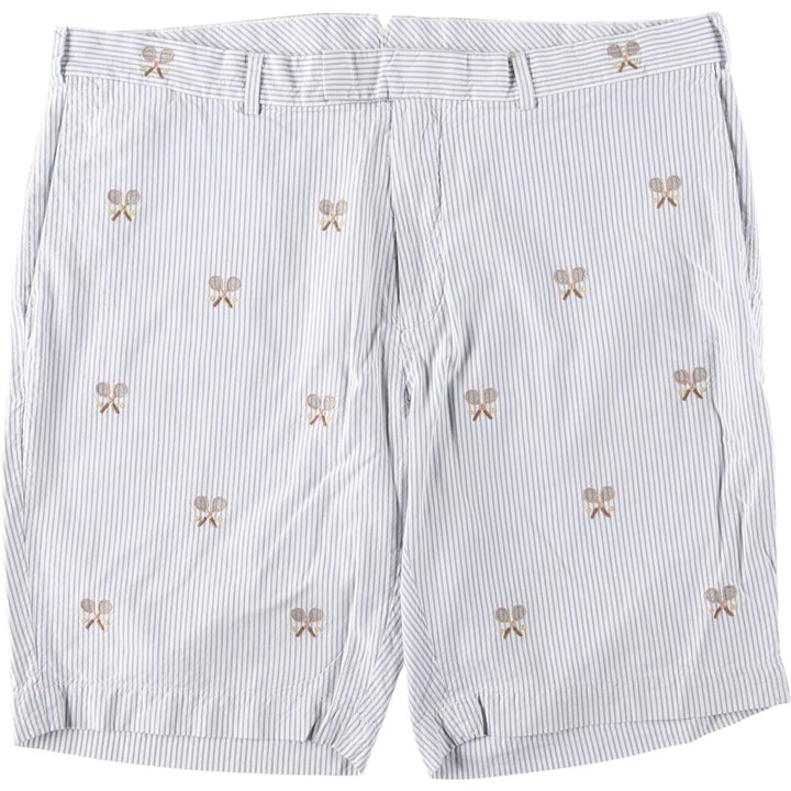 Ralph Lauren POLO by Ralph Lauren Stripe Pattern Silk x Cotton Shorts, Men's Size W37 (approx.) silk white type Vintage Second Hand