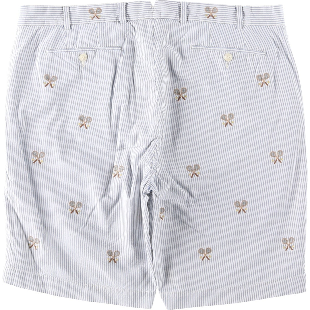 Ralph Lauren POLO by Ralph Lauren Stripe Pattern Silk x Cotton Shorts, Men's Size W37 (approx.) silk white type Vintage Second Hand