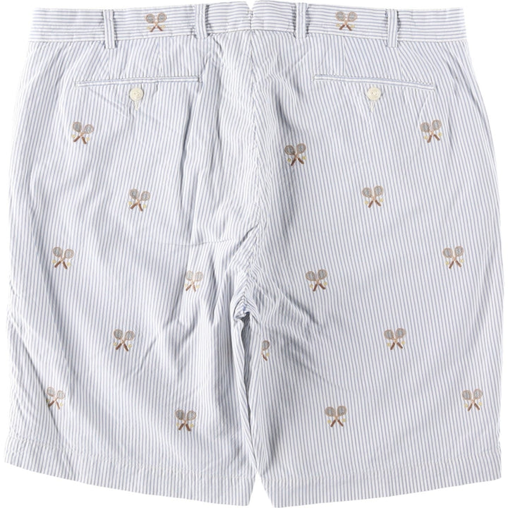 Ralph Lauren POLO by Ralph Lauren Stripe Pattern Silk x Cotton Shorts, Men's Size W37 (approx.) silk white type Vintage Second Hand