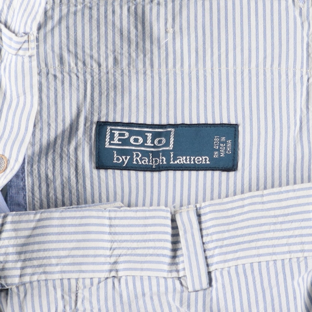 Ralph Lauren POLO by Ralph Lauren Stripe Pattern Silk x Cotton Shorts, Men's Size W37 (approx.) silk white type Vintage Second Hand