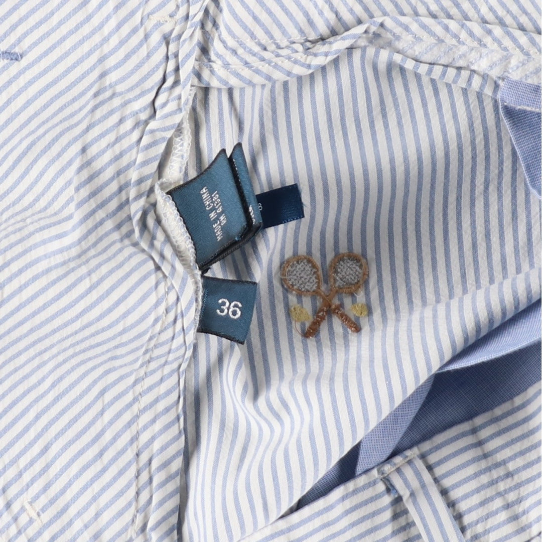 Ralph Lauren POLO by Ralph Lauren Stripe Pattern Silk x Cotton Shorts, Men's Size W37 (approx.) silk white type Vintage Second Hand