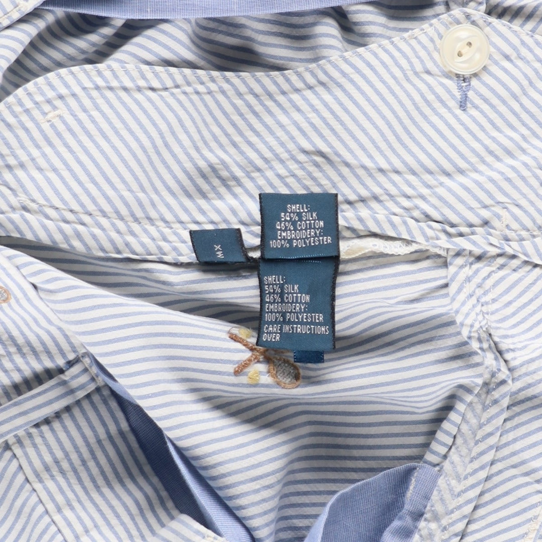 Ralph Lauren POLO by Ralph Lauren Stripe Pattern Silk x Cotton Shorts, Men's Size W37 (approx.) silk white type Vintage Second Hand