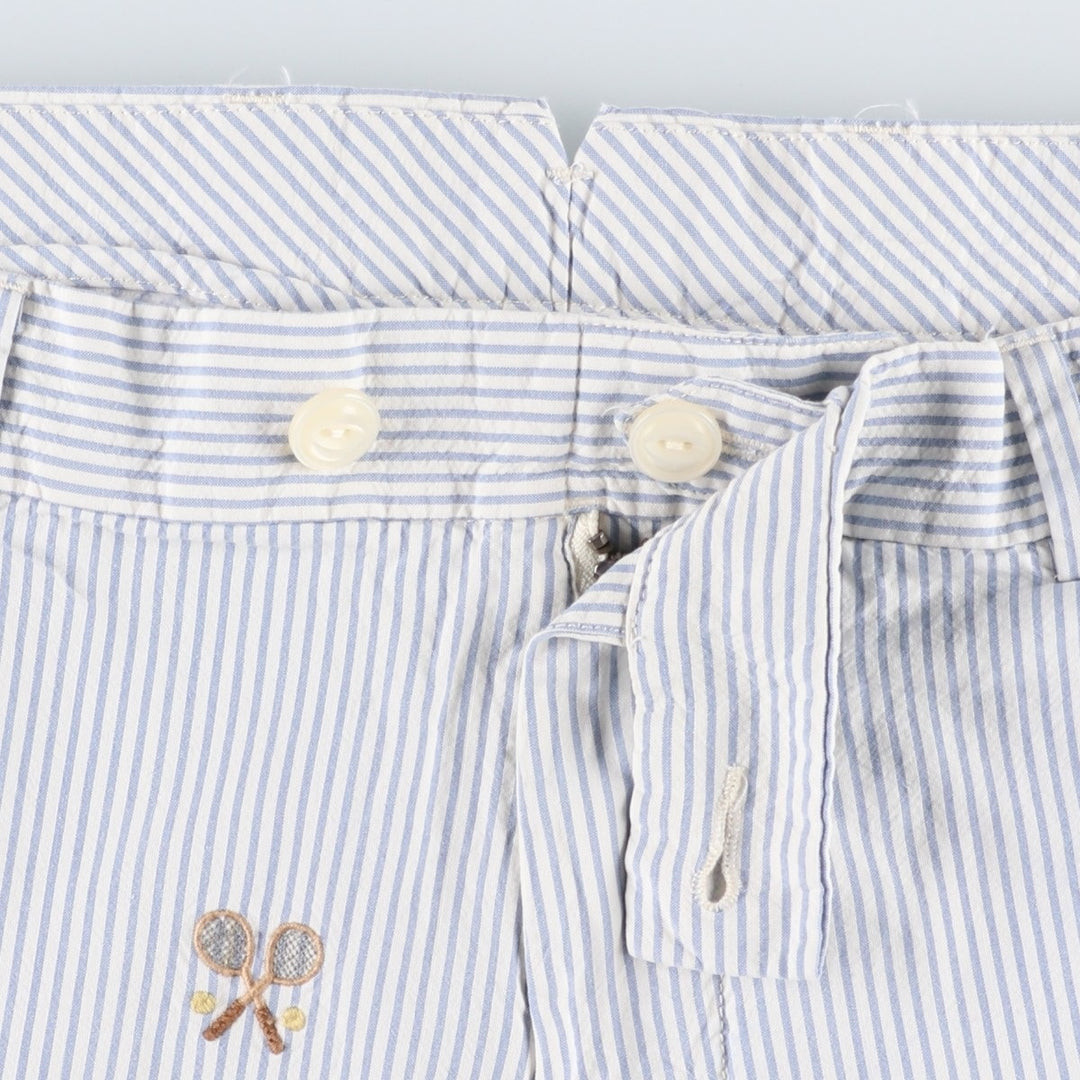 Ralph Lauren POLO by Ralph Lauren Stripe Pattern Silk x Cotton Shorts, Men's Size W37 (approx.) silk white type Vintage Second Hand