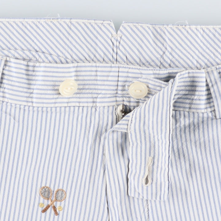 Ralph Lauren POLO by Ralph Lauren Stripe Pattern Silk x Cotton Shorts, Men's Size W37 (approx.) silk white type Vintage Second Hand