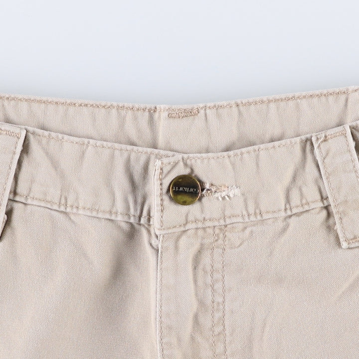 Carhartt Loose Fit Duck Canvas Painter Shorts (Men's W34 equivalent) cotton Beige type Vintage Second Hand