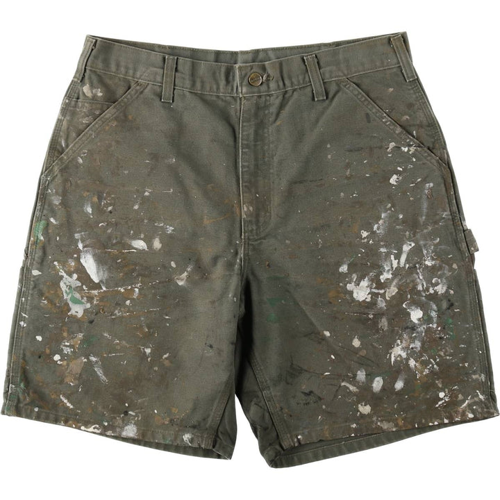 Carhartt ORIGINAL FIT Painted Duck Canvas Painter Shorts (Men's W34 equivalent) cotton Khaki type Vintage Second Hand